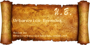 Urbanovics Benedek névjegykártya